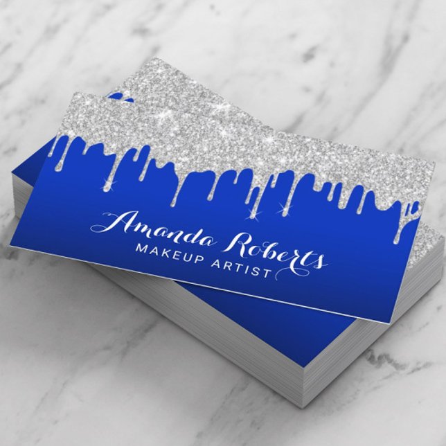 Tarjeta De Visita Moderna Perforación De Plata Elegante Royal Blue S (Subido por el creador)