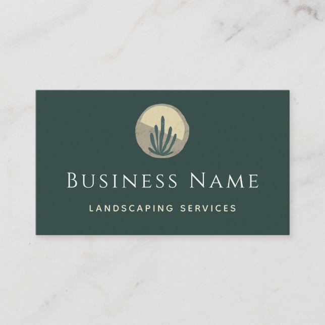 Tarjeta De Visita Moderna Planta Verde Boho Yard Paisajismo Verdor (Anverso)