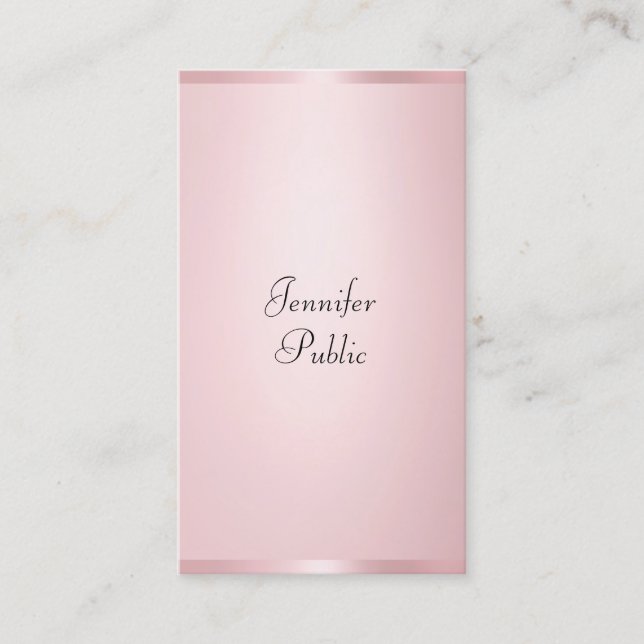 Tarjeta De Visita Moderna plantilla de oro Rosa caligrafiada elegant (Anverso)