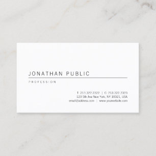 Tarjeta De Visita Moderna plantilla elegante blanca simple de moda s