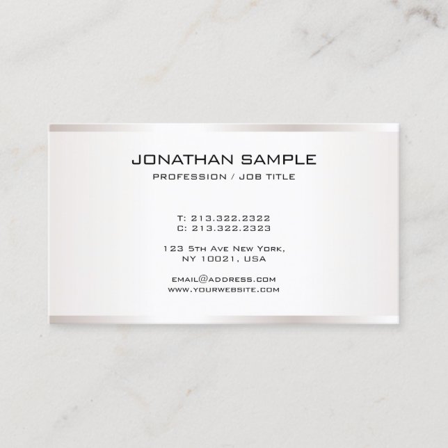 Tarjeta De Visita Moderna plantilla elegante profesional Faux Silver (Anverso)