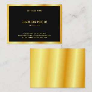 Tarjeta De Visita Moderna plantilla personalizada Gold Elegant Black