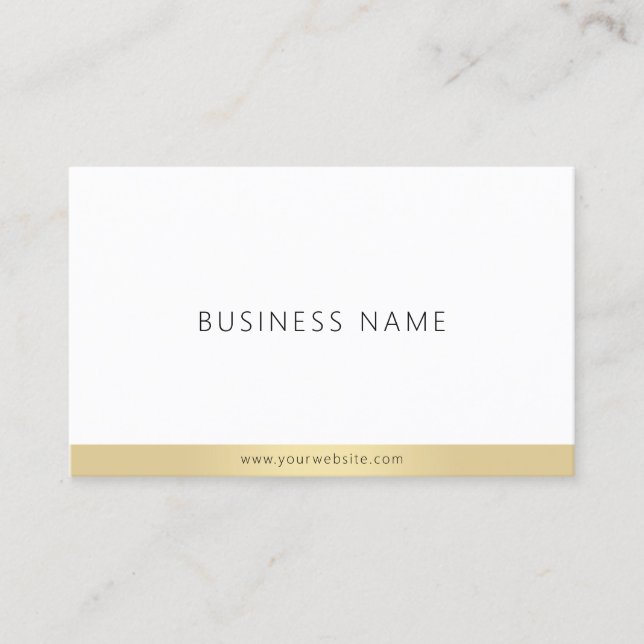 Tarjeta De Visita Moderna plantilla simple elegante oro blanco moda (Anverso)