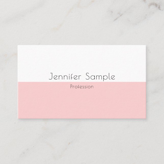 Tarjeta De Visita Moderna plantilla simple Mint Verde Rubor rosa (Anverso)