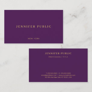 Tarjeta De Visita Moderna Profesional De Lujo Elegante De Moda Púrpu