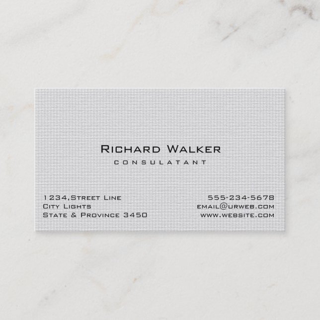 Tarjeta De Visita Moderna Profesional elegante Blanco sencillo (Anverso)