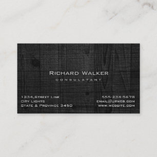 Tarjeta De Visita Moderna Profesional elegante Madera Negra Simple