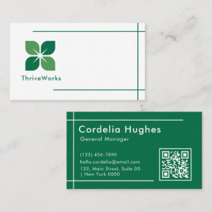 Tarjeta De Visita Moderna Profesional Negrita Elegancia De Hoja Verd