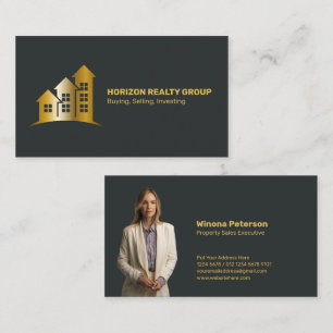 Tarjeta De Visita Moderna propiedad inmobiliaria con logo de Photo &