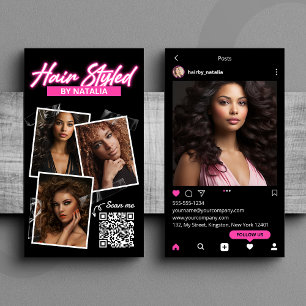 Tarjeta De Visita Moderna publicación de Instagram de estilo negro y