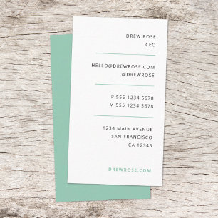 Tarjeta De Visita Moderna Sage de estilo verde minimalista