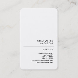 Tarjeta De Visita Moderna, sencilla, blanca y moderna, llanura Minim