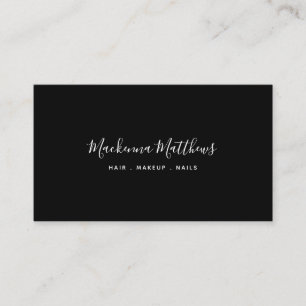 Tarjeta De Visita Moderna Signature Script Black Hair Stylist Salon