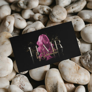 Tarjeta De Visita moderna tipografía de oro rosa estilista de pelo d