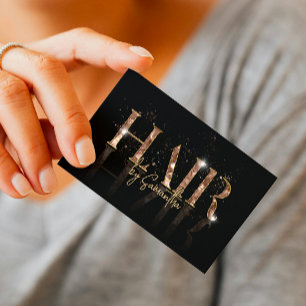 Tarjeta De Visita moderna tipografía de oro rosa estilista de pelo d