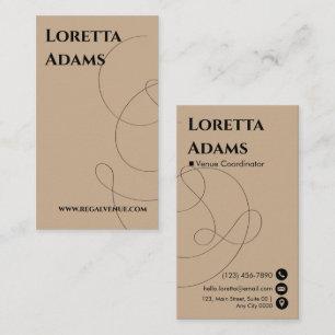 Tarjeta De Visita Moderna tipografía elegante y cálida de taupe negr