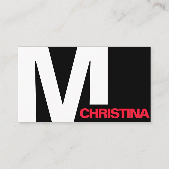 Tarjeta De Visita Moderna tipografía negrita Guay blanco inicial (Anverso)