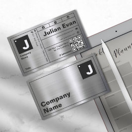 Tarjeta De Visita Moderna tipografía negrita Monograma brillante Met