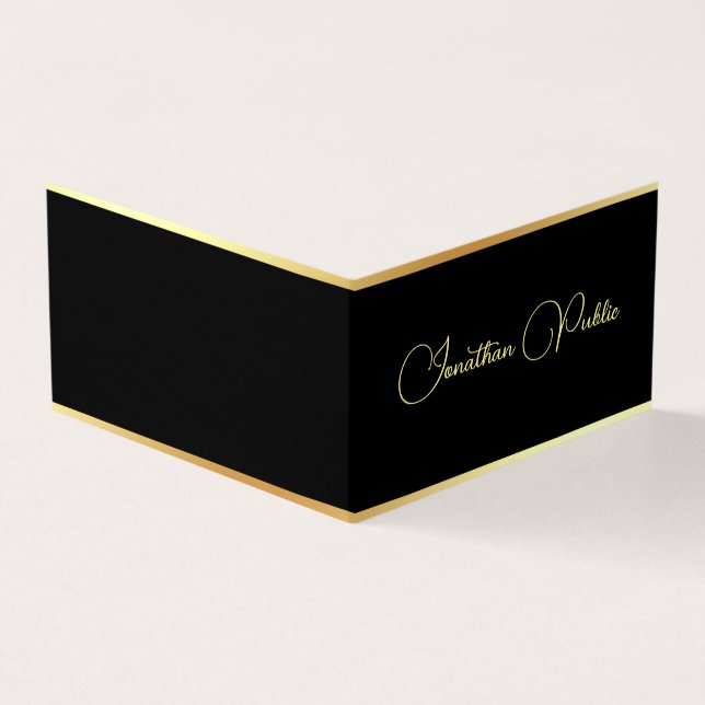 Tarjeta De Visita Moderna Typografía elegante de oro Plantilla simpl (Exterior)