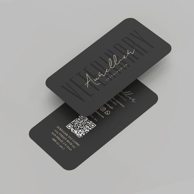 Tarjeta De Visita Moderna veterinaria veterinaria VET Oro negro (Modern Veterinary Veterinarian VET Black Gold Business Card
)