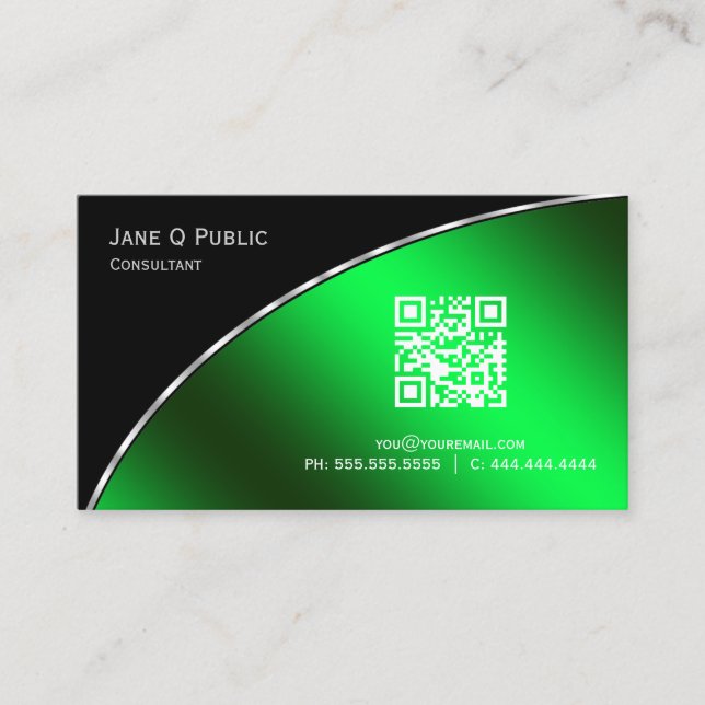 Tarjeta De Visita Moderna y brillante QR elegante profesional (Anverso)