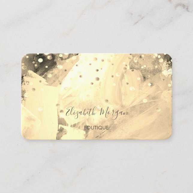 Tarjeta De Visita Moderna y elegante acuarela, confeti dorado (Anverso)