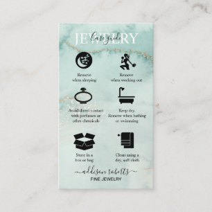 Tarjeta De Visita Moderna y elegante acuarela Green Jewelry Care Bus