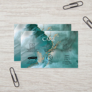 Tarjeta De Visita Moderna y elegante acuarela Verde azulada y dorada