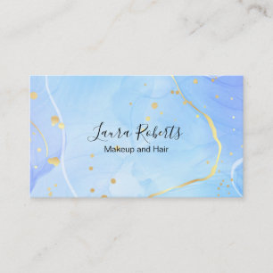 Tarjeta De Visita Moderna y elegante acuarela verde y dorado