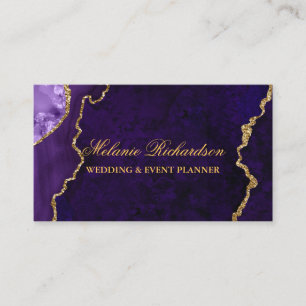 Tarjeta De Visita  Moderna y elegante Agate de mármol morado Geode 