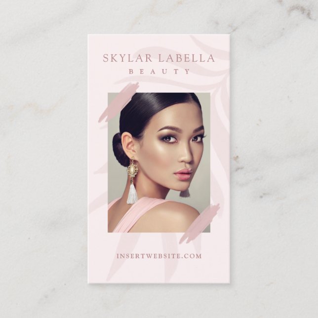 Tarjeta De Visita Moderna y elegante Belleza del cepillo de hojas fl (Anverso)