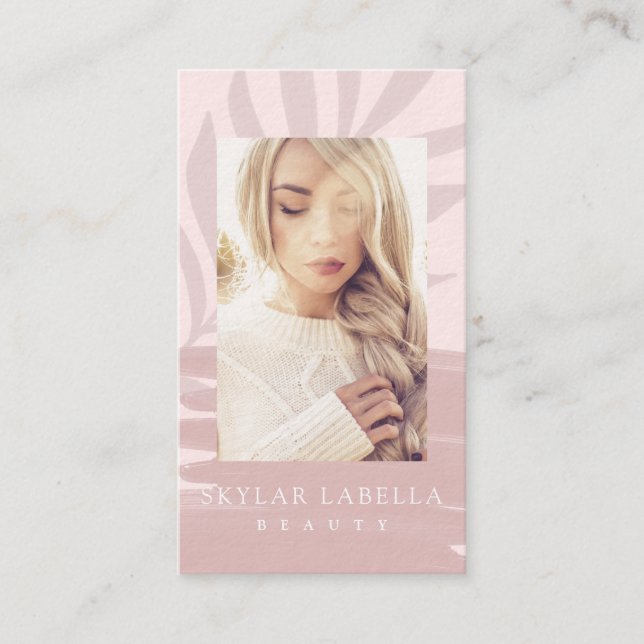 Tarjeta De Visita Moderna y elegante Belleza del cepillo de hojas fl (Anverso)