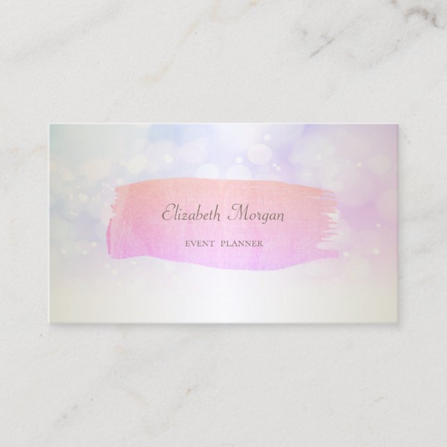 Tarjeta De Visita Moderna y elegante Bokeh, pincel de oro (Anverso)