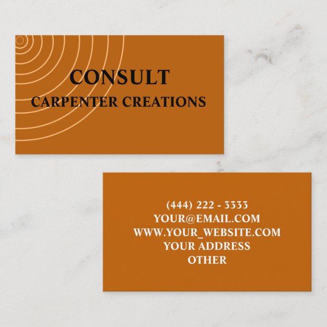 Tarjeta De Visita Moderna y elegante carpintería de madera (Anverso / Reverso)