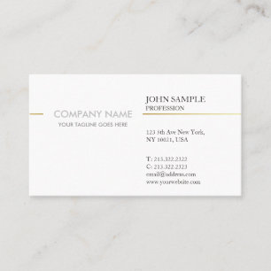 Tarjeta De Visita Moderna y elegante empresa en blanco y dorado