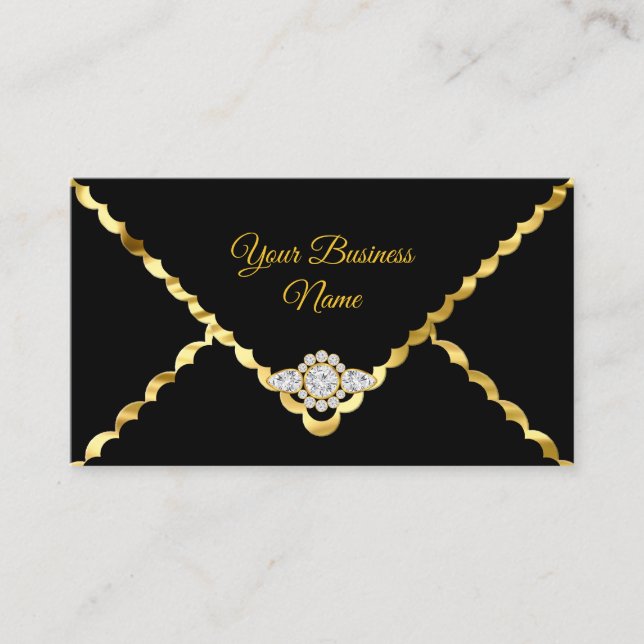 Tarjeta De Visita Moderna y elegante empresa Gold Gema de diamantes  (Anverso)