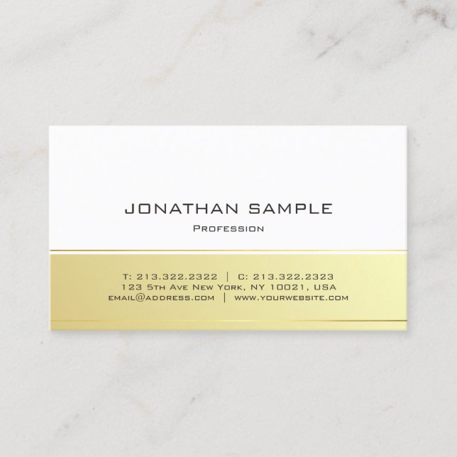 Tarjeta De Visita Moderna y elegante estilo oro luce estilo Minimali (Anverso)