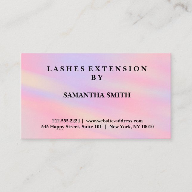 Tarjeta De Visita Moderna y elegante extensión de latigazos Profesio (Anverso)