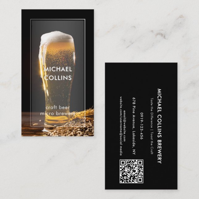 Tarjeta De Visita Moderna y elegante fábrica de cerveza Personalizad (Anverso / Reverso)