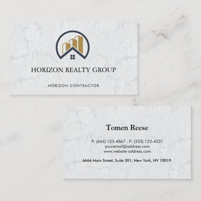 Tarjeta De Visita Moderna y elegante finca inmobiliario blanca (Anverso / Reverso)