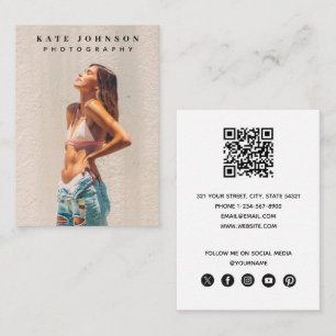 Tarjeta De Visita Moderna y elegante foto mínima Código QR Medios so
