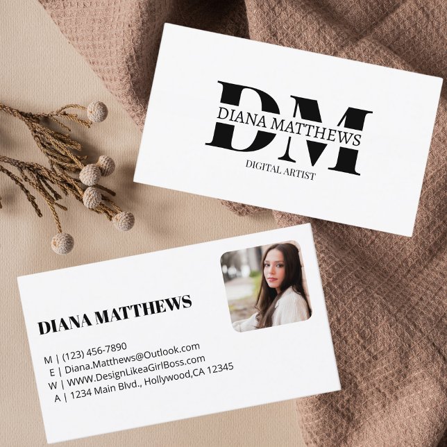 Tarjeta De Visita Moderna y elegante foto profesional en blanco negr (Subido por el creador)