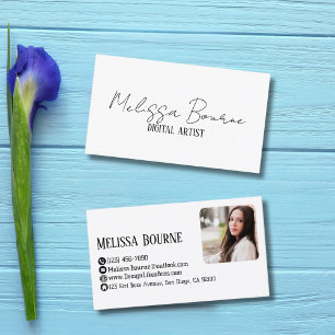 Tarjeta De Visita Moderna y elegante foto profesional en blanco negr