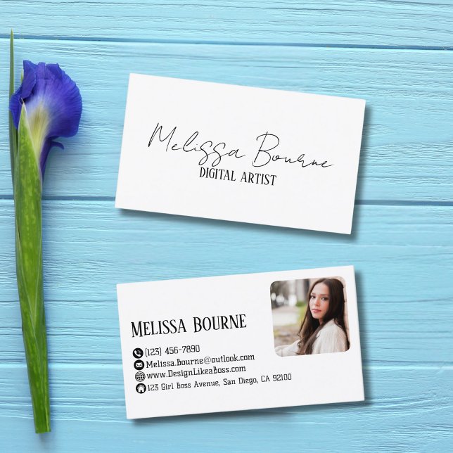 Tarjeta De Visita Moderna y elegante foto profesional en blanco negr (Subido por el creador)