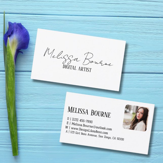 Tarjeta De Visita Moderna y elegante foto profesional en blanco negr (Subido por el creador)