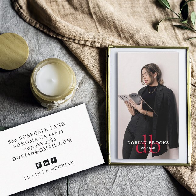 Tarjeta De Visita Moderna y elegante foto profesional monogramada (Subido por el creador)