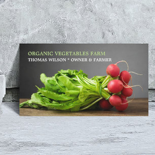 Tarjeta De Visita Moderna y elegante foto Radish/ Granja orgánica