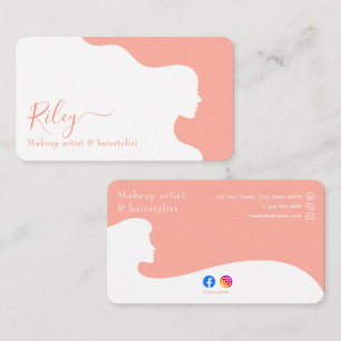 Tarjeta De Visita Moderna y elegante Hairstylista De Belleza De Cora