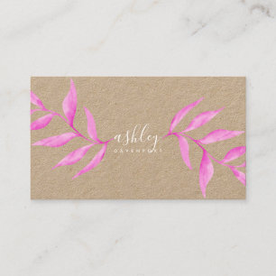 Tarjeta De Visita Moderna y elegante kraft floral color de agua rosa