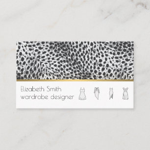 Tarjeta De Visita Moderna y elegante Leopard Background Fashionist
